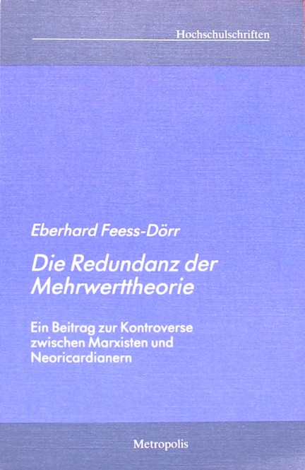 Button E.A. Bakkum about Die Redundanz der Mehrwerttheorie by Feess-Dörr