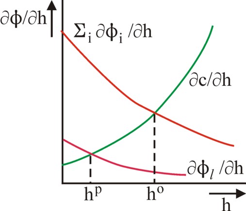 Figure of marginal utility and marginal costs